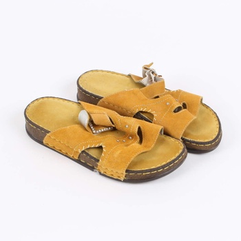 Dámské žluté pantofle s ozdobnými kamínky