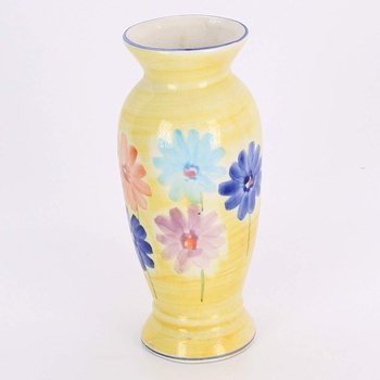 Keramická váza žlutá s květinami