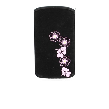 Textilní pouzdro černé s motivem květin