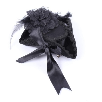 Dámský klobouk zdobený s květinou černý