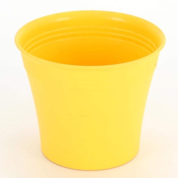 Obal na květináč plastový žlutý průměr 11 cm