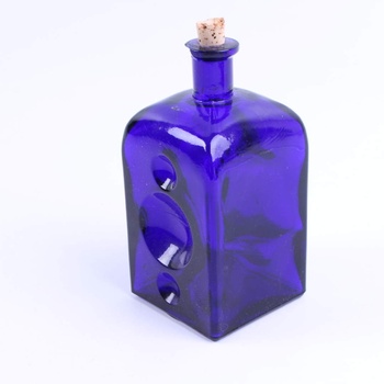 Dekorace skleněná lahev modrá