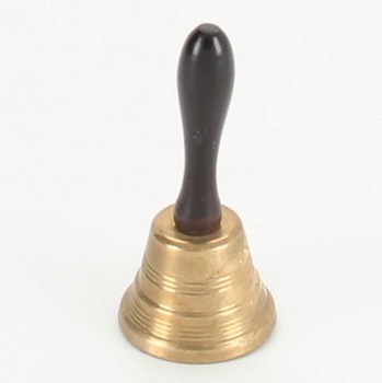 Kovový zvoneček s dřevěnou rukojetí