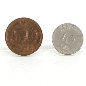 Sada oběžných britských a dánských mincí