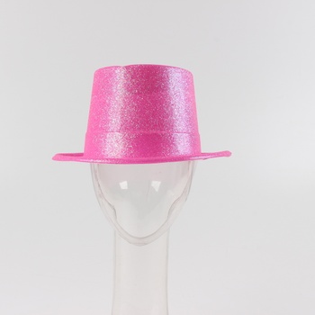 Třpytivý klobouk růžové barvy