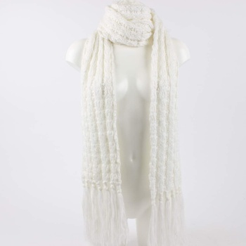 Dámská šála pletená bílá 219x18 cm