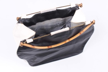 Dámská kabelka černobílá s dřevěným uchem
