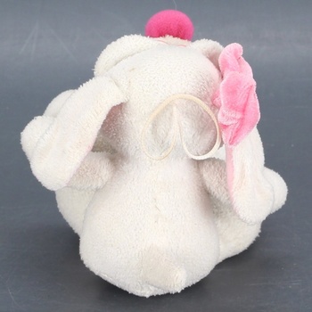 Plyšový pes bílý s růžovou mašlí