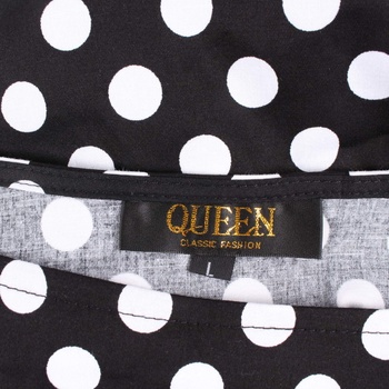 Dámské šaty Queen černé s puntíky a páskem