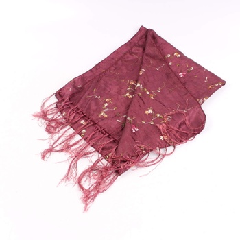 Dámský šátek s třásněmi fialový