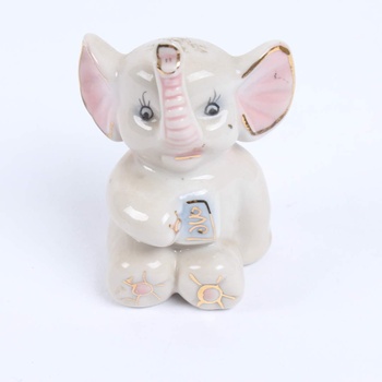 Porcelánové figurky slon a zvonek