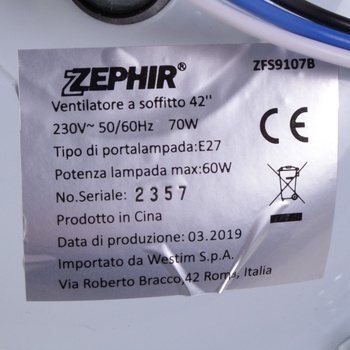 Stropní ventilátor Zephir ZFS9107B