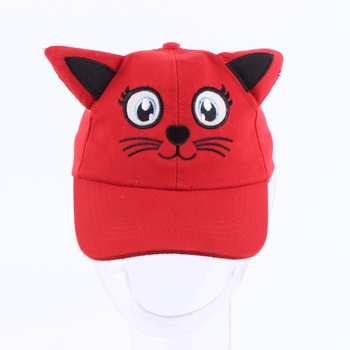 Kšiltovka s obličejem kočky odstín červené