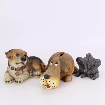 Keramické figurky ve tvaru psů a slonů 3 ks