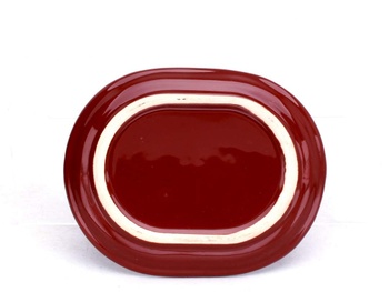 Oválný porcelánový talíř hnědočervený