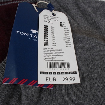 Pánský svetr Tom Tailor šedý