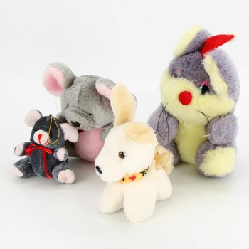 Plyšové hračky: 2 myšky, zajíc, pejsek