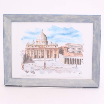 Akvarel Náměstí Sv. Petra v Římě