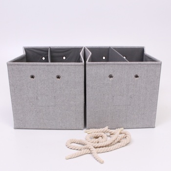 Skládací úložný box textilní šedý dělený