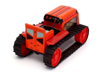 Pásový traktor kovový oranžový