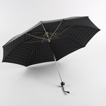 Skládací kostkovaný deštník černý
