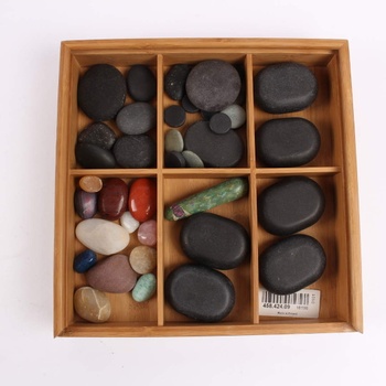 Lávové kameny v dřevěné krabičce