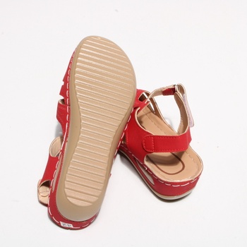 Dámské sandály červené na suchý zip 40,5