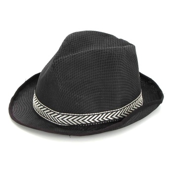 Pánský klobouk černý s černobílou stuhou