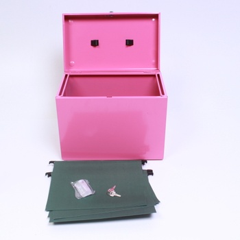 Box uzamykatelný se složkami 37x22 cm růžový