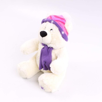Plyšová hračka: Bílý medvěd s fialovou šálou
