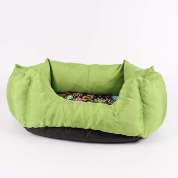Pelíšek pro psa zelenohnědý s kytičkami