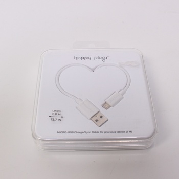 Micro USB kabel Happy Plugs bílý
