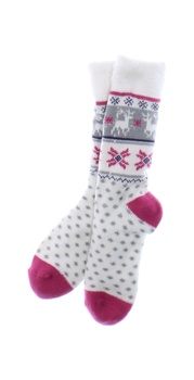 Dívčí ponožky se zimním vzorem bílo-růžové