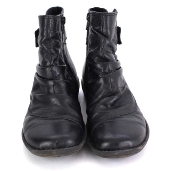Dámské zimní boty kožené černé na zip