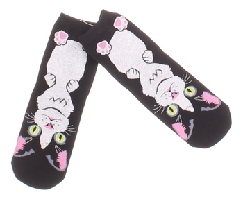 Dětské ponožky černé s kočkou 32