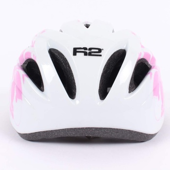 Cyklistická helma R2 bílá s lila potiskem