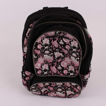 Školní batoh Topgal černý s růžovými květy