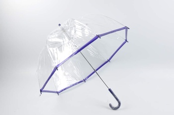 Deštník holový průhledný s modrými prvky