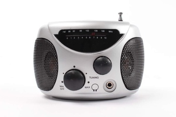 Přenosné malé FM rádio stříbrné 