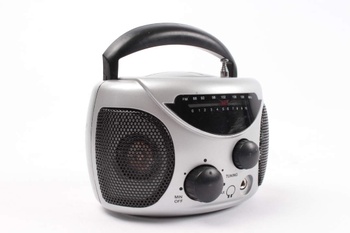 Přenosné malé FM rádio stříbrné 