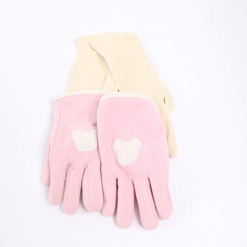 Dětské rukavice 2 ks růžové a žluté