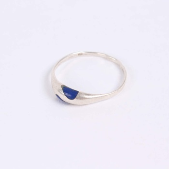Dámský prsten z bílého kovu s modrou ozdobou