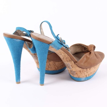 Páskové dámské boty Mixer modro-hnědé