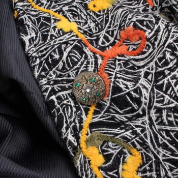 Dámský kabát Dy Design černobílý s liánami