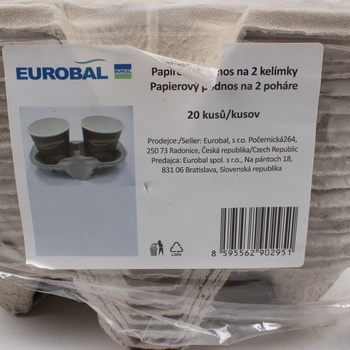 Papírové podnosy na 2 kelímky Eurobal 18 ks
