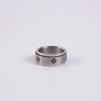 Ocelový prsten se vzorem kříže 17 mm