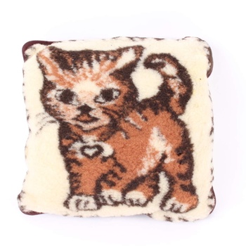 Vlněný polštářek Merino s motivem kočky