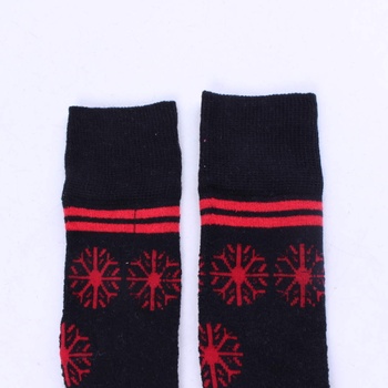Dětské ponožky zimní černé s červenými vzory