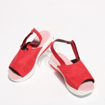Dámské sandály červené na suchý zip vel. 35