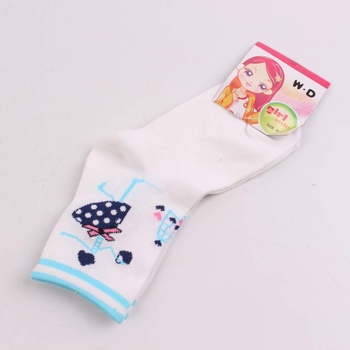 Dětské ponožky bílé barvy s motivem slečny